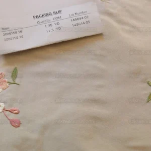 P1470442.jpg 0.25 Y Lee Jofa Fleurir Silk Sand Pale Gold With Pink Flower Embroidery MSRPUSD188/Y