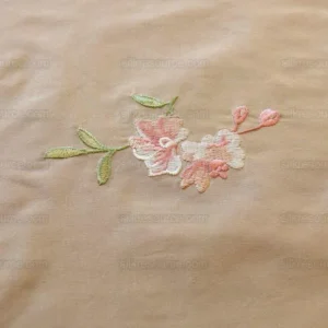 P1470443.jpg 0.25 Y Lee Jofa Fleurir Silk Sand Pale Gold With Pink Flower Embroidery MSRPUSD188/Y