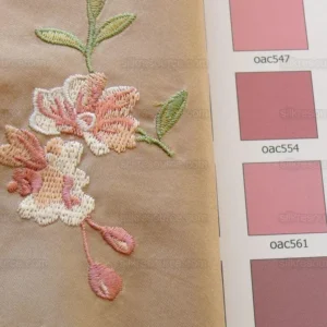 P1470447.jpg 0.25 Y Lee Jofa Fleurir Silk Sand Pale Gold With Pink Flower Embroidery MSRPUSD188/Y