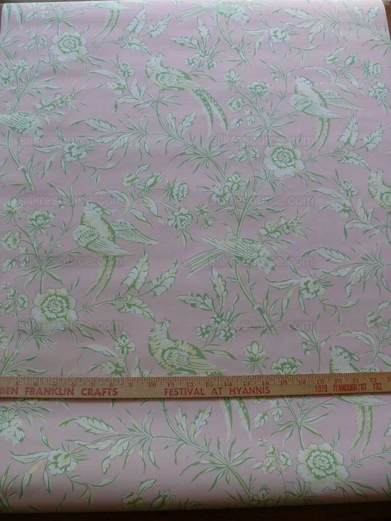 Scalamandre "aviary" Wallpaper Bird Chinioserie Pink Single Roll