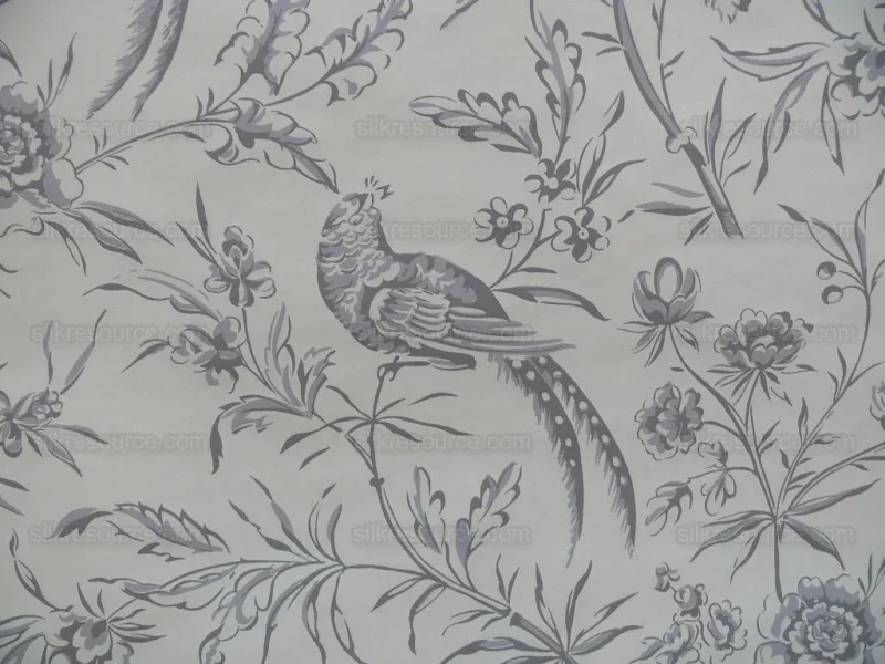 Scalamandre "aviary" Wallpaper Bird Chinioserie Grey White Singl