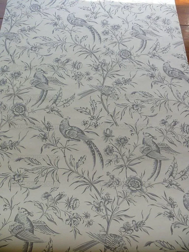 Scalamandre "aviary" Wallpaper Bird Chinioserie Grey White Singl