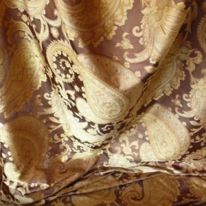 P1470972.jpg By yard Pindler & Pindler Deandra Sumatra 100% Silk Lampas Large Paisley Gold Copper Brown MSRP USD 270/yard