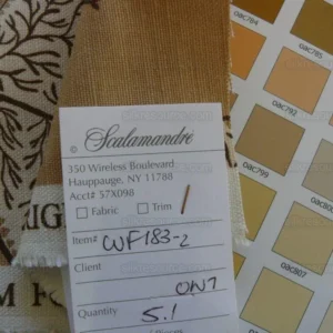 P1470976.jpg Bty Scalamandre Wallace Linen Print Art Deco Jacobean Light Tan On Light Brown Beige MSRP USD 160/Y