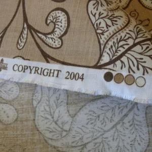 P1470981.jpg Bty Scalamandre Wallace Linen Print Art Deco Jacobean Light Tan On Light Brown Beige MSRP USD 160/Y