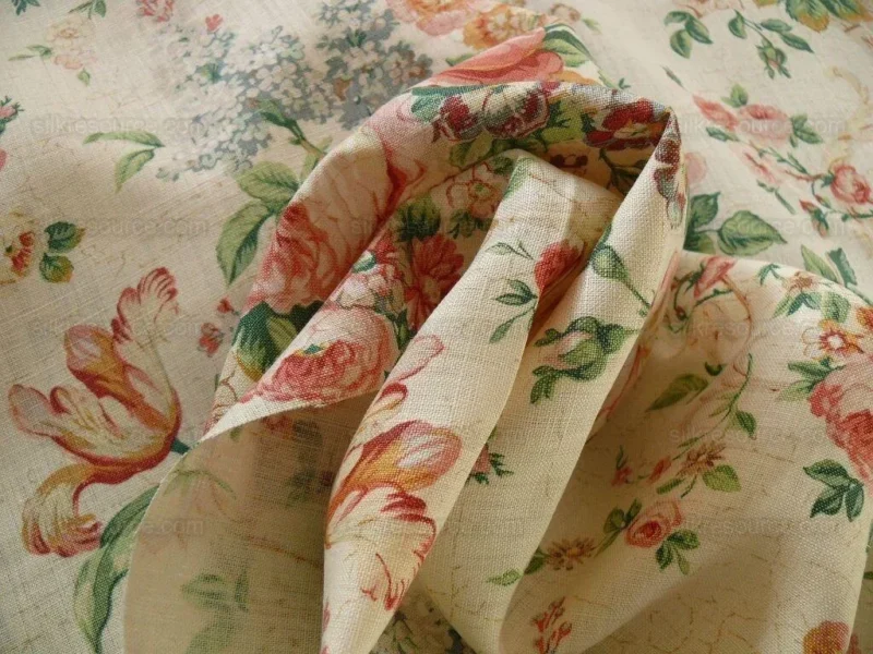 P1480410.jpg By Yard Lee Jofa Ashurst Peony Tulip Lilac Rose 100% Linen Print on Ecru Handprint English Chintz UK MSRP USD 139/Y