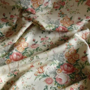 P1480414.jpg By Yard Lee Jofa Ashurst Peony Tulip Lilac Rose 100% Linen Print on Ecru Handprint English Chintz UK MSRP USD 139/Y