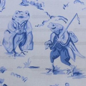 By Yard Scalamandre Life on Top of Cranberry Hill Blue Animal Cat Frog Pig Mouse Toile de Jouy Country Farm nursery MSRP 99/Y