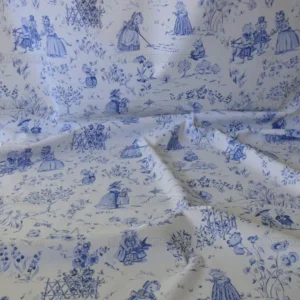 By Yard Scalamandre Life on Top of Cranberry Hill Blue Animal Cat Frog Pig Mouse Toile de Jouy Country Farm nursery MSRP 99/Y