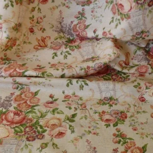 Bty Lee Jofa Ashurst Peony Tulip Lilac Rose 100%linen On Bisque English Chintz