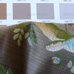 P1490461.jpg Scalamandre Mont Blanc Silk Lampas Red Gold Blue On Hazelnut Bro