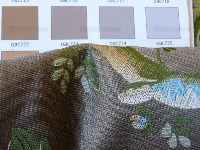 P1490461.jpg Scalamandre Mont Blanc Silk Lampas Red Gold Blue On Hazelnut Bro