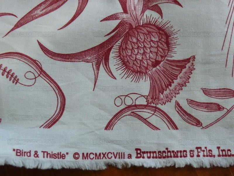 P1500821.jpg By Yd Brunschwig & Fils Bird & Thistle Print - Red MSRP USD 316/y