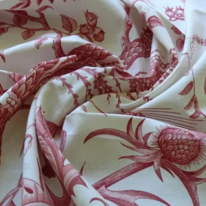 P1500825.jpg By Yd Brunschwig & Fils Bird & Thistle Print - Red MSRP USD 316/y