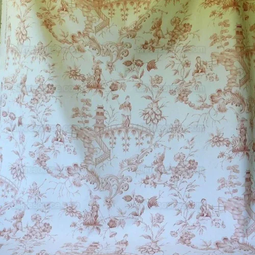 SCALAMANDRE ASIAN GARDEN APRICOT WHITE TOILE BTY SCALAMANDRE ASIAN GARDEN APRICOT WHITE TOILE BTY