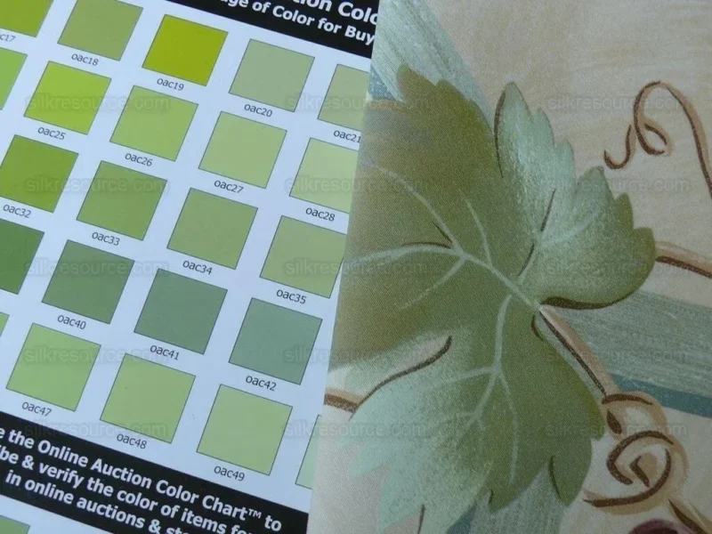 P1530257.jpg Brunschwig & Fils Affresco Airone Grape Crane Bird Leaves Green Violet On Yellow Viticulture Lattice