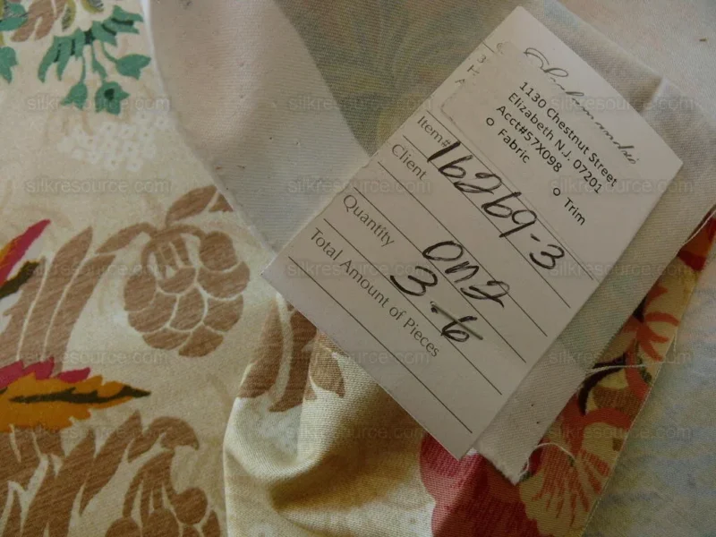 P1530466.jpg Scalamandre Duchessa Hand Printed Cotton Floral Print Coral and Plum on Putty