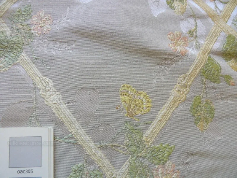 P1530505.jpg Scalamandre Butterfly & Trellis Silk Lampas Pale Lavendar MSRP USD 619/Y!