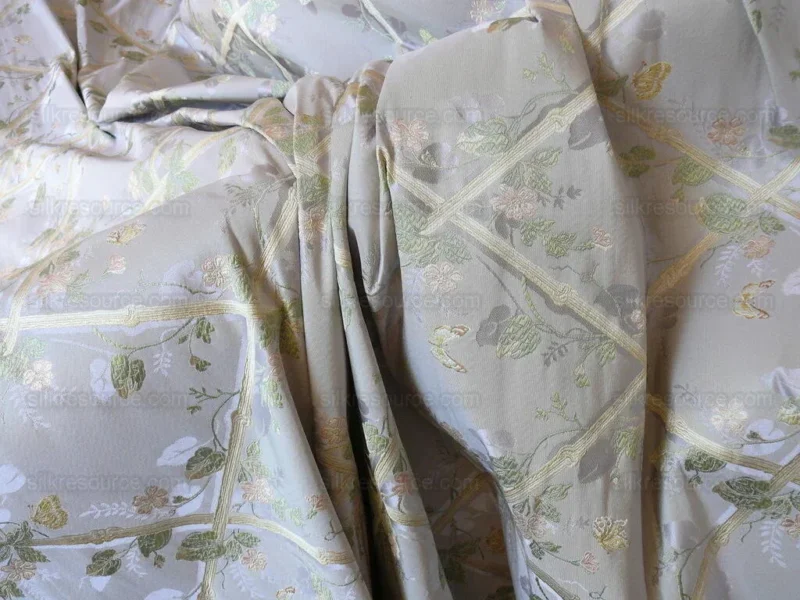 P1530517.jpg Scalamandre Butterfly & Trellis Silk Lampas Pale Lavendar MSRP USD 619/Y!