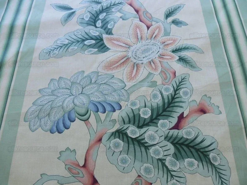 P1530858.jpg By Yd Brunschwig & Fils K'ang Hsi Cotton Peony Chinoiserie Mint Green Blue Chintz