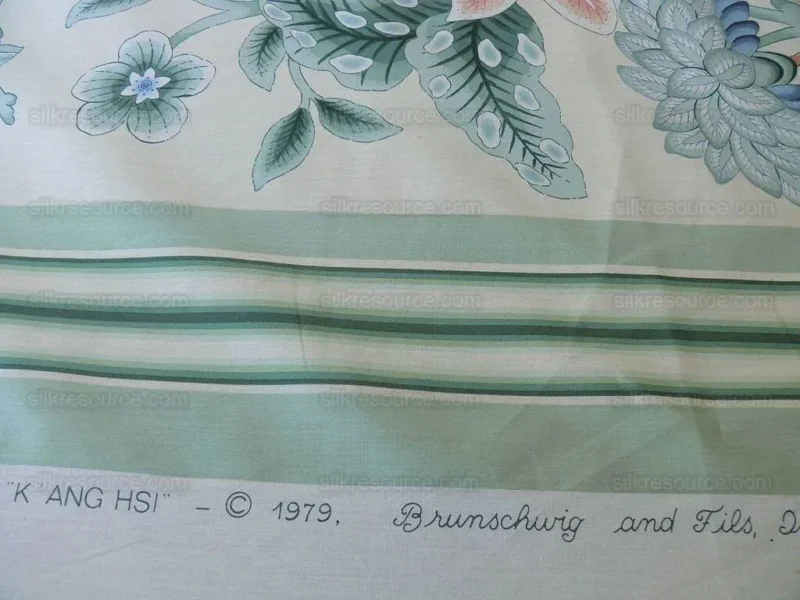 P1530859.jpg By Yd Brunschwig & Fils K'ang Hsi Cotton Peony Chinoiserie Mint Green Blue Chintz