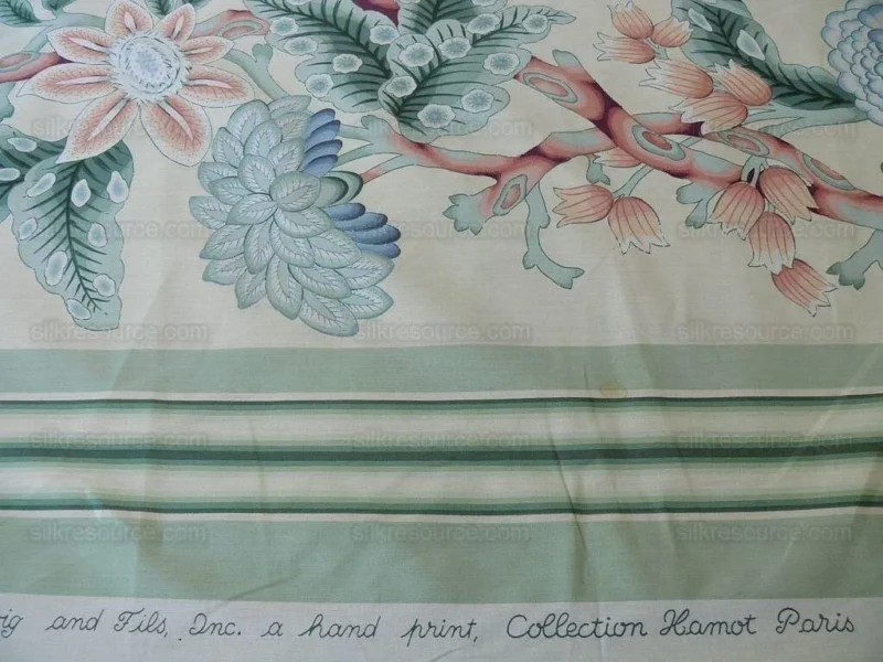 P1530860.jpg By Yd Brunschwig & Fils K'ang Hsi Cotton Peony Chinoiserie Mint Green Blue Chintz