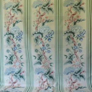 P1530866.jpg By Yd Brunschwig & Fils K'ang Hsi Cotton Peony Chinoiserie Mint Green Blue Chintz