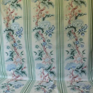 P1530867.jpg By Yd Brunschwig & Fils K'ang Hsi Cotton Peony Chinoiserie Mint Green Blue Chintz