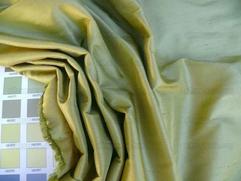 P1550005.jpg Bty Kravet Designer Silk Dupioni Chartreuse Green Golden Iridescent #1282