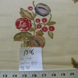 P1550328.jpg Bty Lee Jofa Walton Sprig Hand Blocked Linen Chintz Print Rose Plum Pomegranate Bouquet MSRP USD 180Y