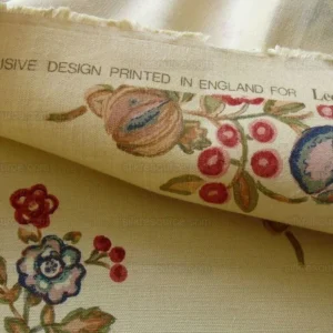 P1550331.jpg Bty Lee Jofa Walton Sprig Hand Blocked Linen Chintz Print Rose Plum Pomegranate Bouquet MSRP USD 180Y