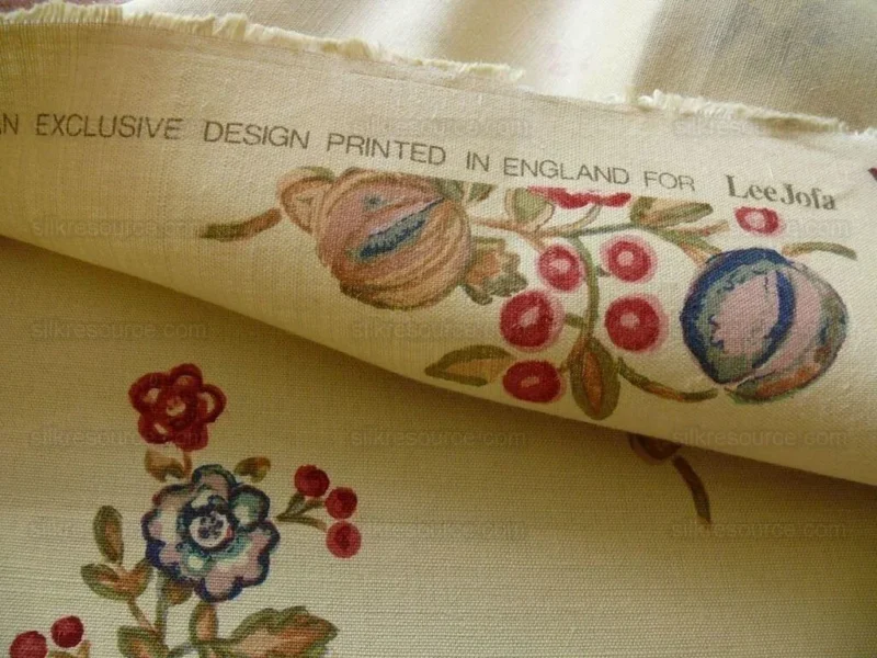 P1550331.jpg Bty Lee Jofa Walton Sprig Hand Blocked Linen Chintz Print Rose Plum Pomegranate Bouquet MSRP USD 180Y