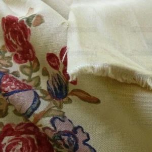 P1550335.jpg Bty Lee Jofa Walton Sprig Hand Blocked Linen Chintz Print Rose Plum Pomegranate Bouquet MSRP USD 180Y