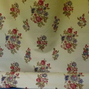 P1550338.jpg Bty Lee Jofa Walton Sprig Hand Blocked Linen Chintz Print Rose Plum Pomegranate Bouquet MSRP USD 180Y