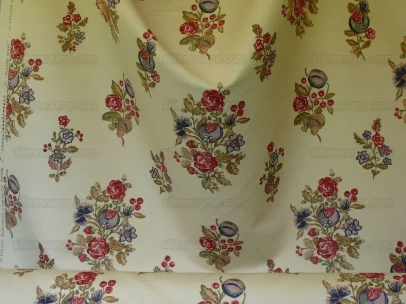 P1550339.jpg Bty Lee Jofa Walton Sprig Hand Blocked Linen Chintz Print Rose Plum Pomegranate Bouquet MSRP USD 180Y