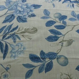 P1550375.jpg Bty Gp & J Baker Emperor's Garden - Blue/Cream Chinoiserie Bird Linen Blue White MSRP USD284/Y