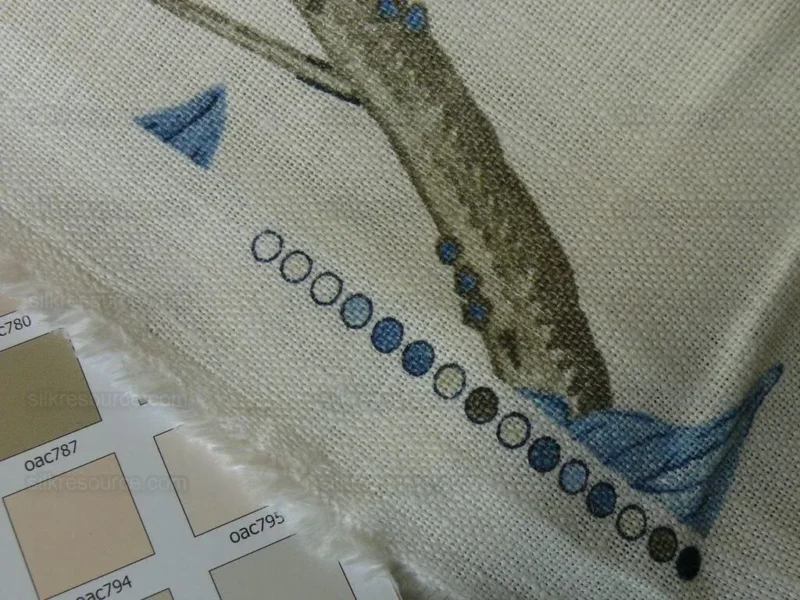 P1550377.jpg Bty Gp & J Baker Emperor's Garden - Blue/Cream Chinoiserie Bird Linen Blue White MSRP USD284/Y