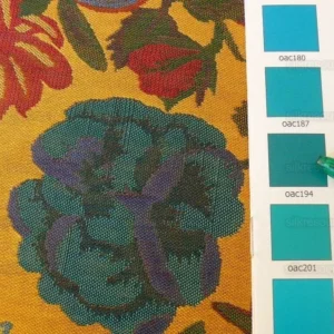 P1560184.jpg Brunschwig & Fils Eldorado Silk Lampas Gold Red Flower &ribbon