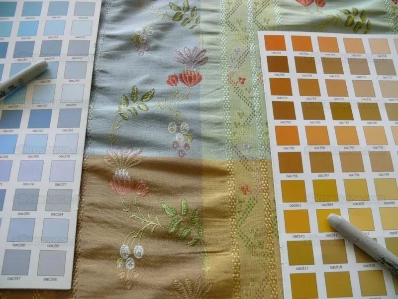 P1560270.jpg 2.75y Scalamandre French Lace Flower Lampas Pink Blue Orange#16 MSRP USD 600+Y