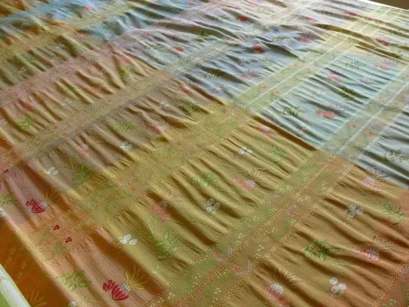 P1560272.jpg 2.75y Scalamandre French Lace Flower Lampas Pink Blue Orange#16 MSRP USD 600+Y