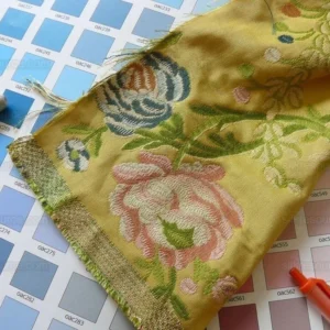 P1560827.jpg By Yd Scalamandre Cerasella French Documentary Flower Garland Yellow MSRP USD 638/Y