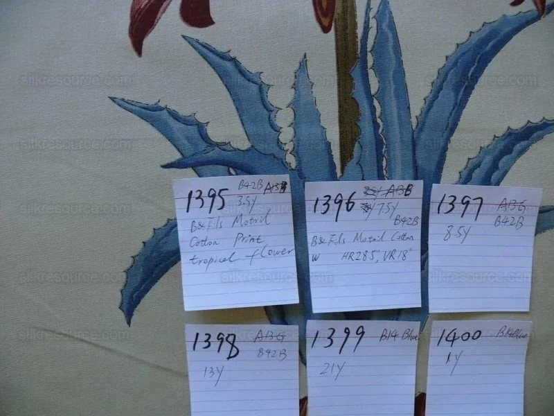 P1560895.jpg Brunschwig & Fils Motril Tropical Floral Succulent Cotton Print Red Blue Fr Spain Gaston Y. Daniela