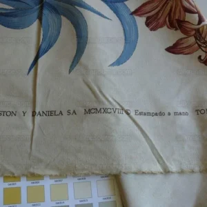 P1560897.jpg Brunschwig & Fils Motril Tropical Floral Succulent Cotton Print Red Blue Fr Spain Gaston Y. Daniela