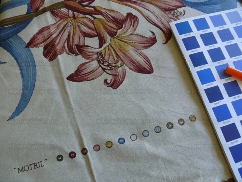 P1560898.jpg Brunschwig & Fils Motril Tropical Floral Succulent Cotton Print Red Blue Fr Spain Gaston Y. Daniela