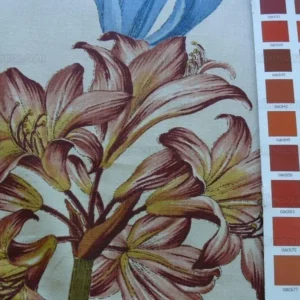 P1560899.jpg Brunschwig & Fils Motril Tropical Floral Succulent Cotton Print Red Blue Fr Spain Gaston Y. Daniela