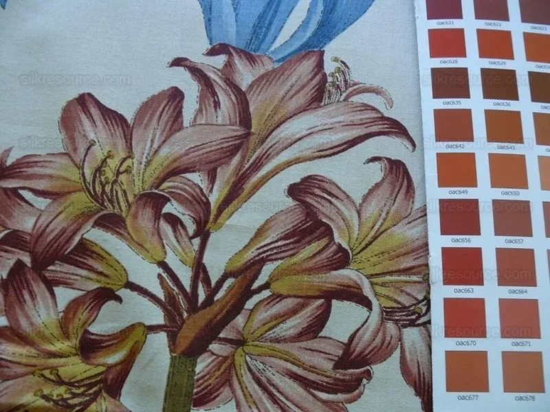 P1560899.jpg Brunschwig & Fils Motril Tropical Floral Succulent Cotton Print Red Blue Fr Spain Gaston Y. Daniela