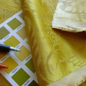 P1560988.jpg 1.2Y Scalamandre Silk & Linen Renaissance Damask Lotus Rose Gilded Gold Glamour! Minor Defect