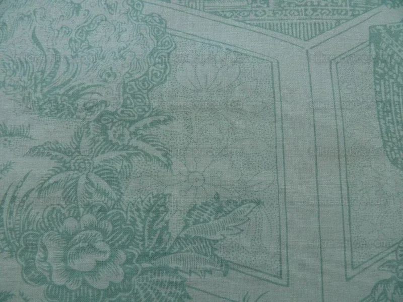 Brunschwig & Fils Cathay Toile Cotton Chinoiserie Jade Flower Light Green