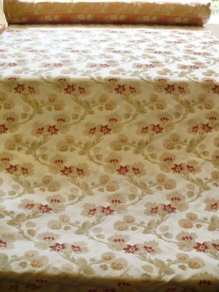 P1570289.jpg 10 EV42 2.4y x 54"w Scalamandre Chahna in Day Lily Gray Silk Embroidery Blue Green Brown daisy Rose Vine & Flower MSRP USD344/y