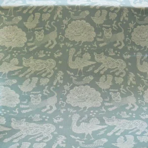 Clarence House Mythical Animals Bali Aqua Blue Robbin's Egg Linen Print Asian Tiger Peacock Fish